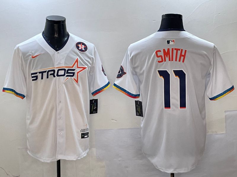 Men Houston Astros #11 Smith White Fourth generation Joint Name 2025 Nike MLB Jersey style 11